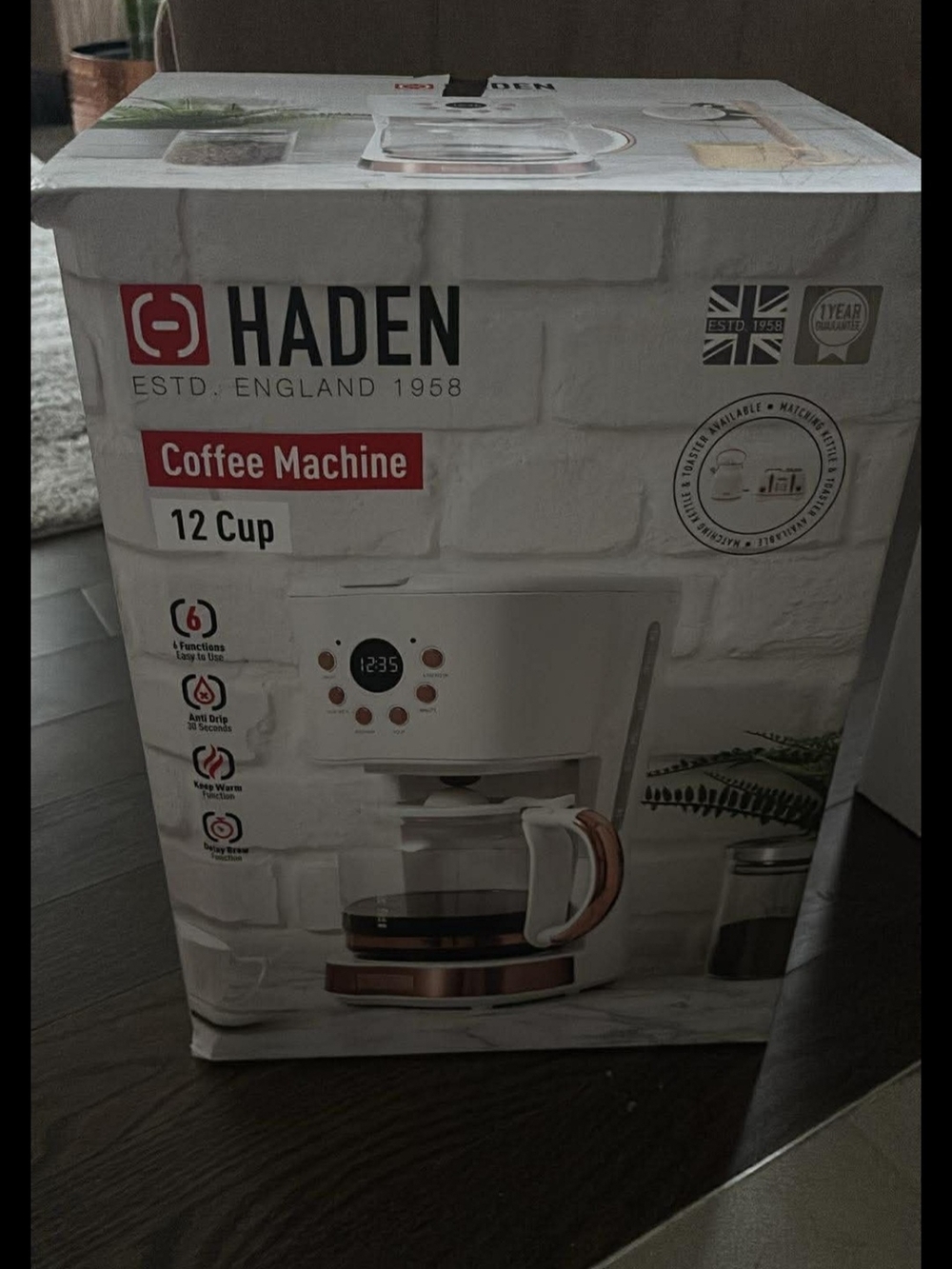 Hayden White Coffee Maker with Rose Gold Accents - Picture 2 of 4